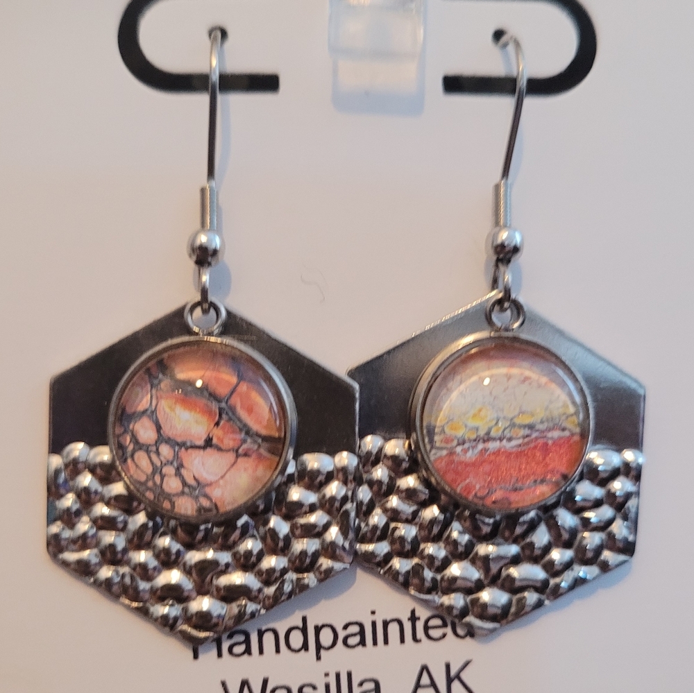 Handpainted glass earrings